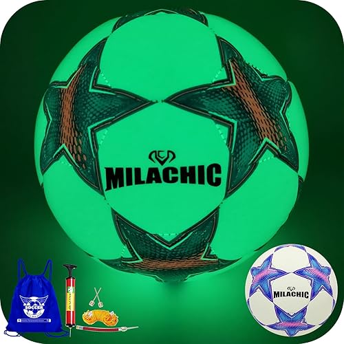 Balón de fútbol que brilla en la oscuridad, tamaño 345 con bomba, bolas de fútbol luminosas brillantes, regalos para adolescentes, jóvenes, hombres,