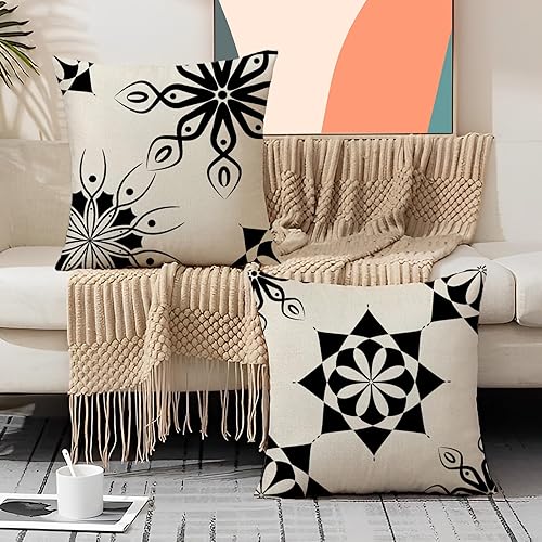 Miniatura 5 de ZLWX LIFE Juego de 4 fundas de almohada geométricas modernas de 16 x 16 pulgadas, fundas de almohada decorativas abstractas, fundas de almohada