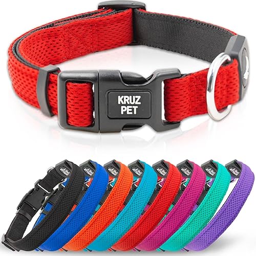 Kruz - Collar de perro ajustable y resistente original, acolchado ultrasuave, durabilidad de por vida, cómodo collar para razas de perros grandes,