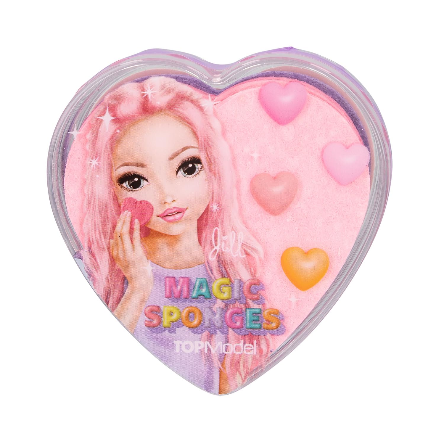 Depesche 12822 TOPModel Beauty and mágicas Rosa y Morado, Caja corazón con 12 esponjas para Limpieza Facial, Multicolor