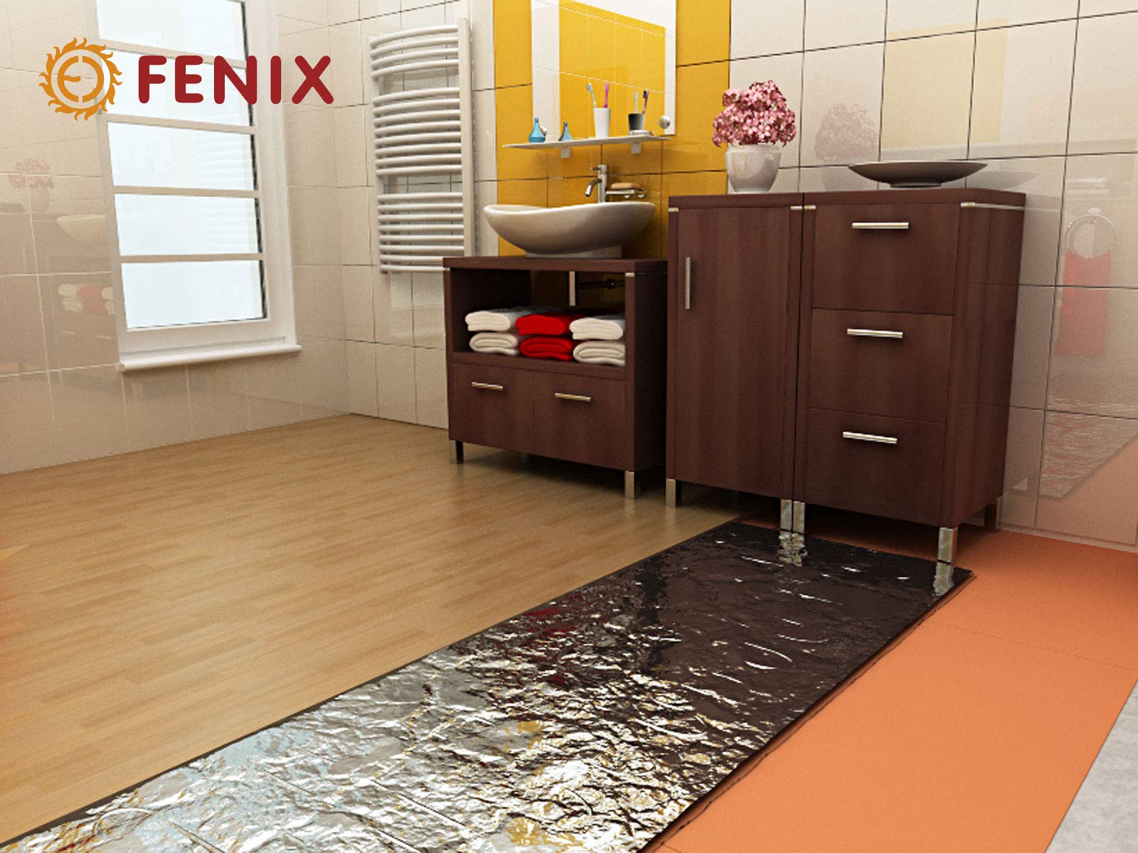 Elektrische Fußbodenheizung für Laminat/Klickvinyl Fenix AL-MAT 140 W/m² mit Thermostat Fenix TFT Wifi (8 m² - 0,5 x 16 m²)