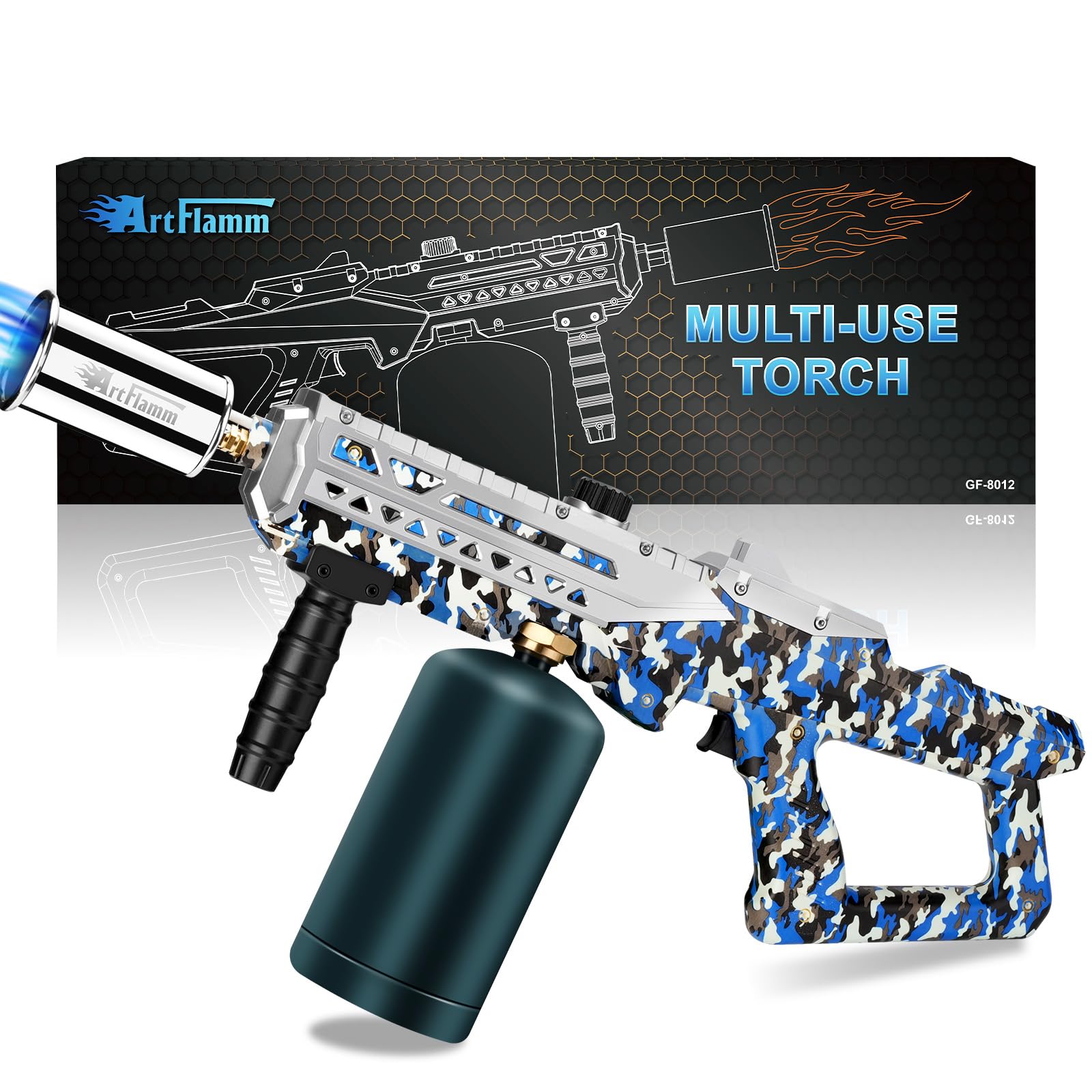 Propane Gun Torch - Powerful Grill &amp; Cooking Blower Torch - Culinary Torch Sous Vide - Adjustable Flamethrower for BBQ, Campfire, Charcoal Wood Grills Lighter(Tank Not Included)