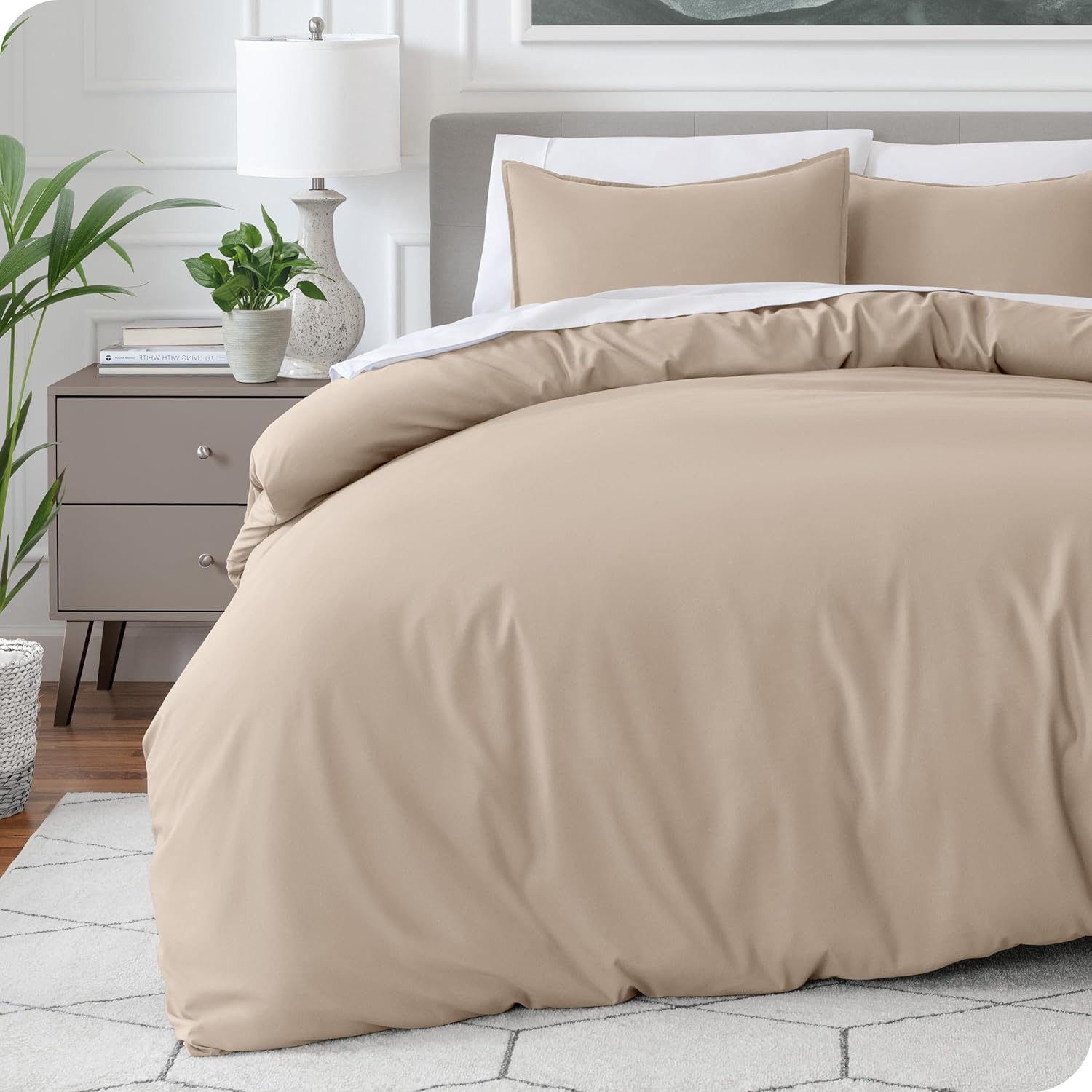 Viewstar Premium Cotton Duvet Cover, King Size 91x101 Inches, 300 Thread Count, Ultra-Soft, Wrinkle-Free, Cotton-Quilt/Comforter Zipper Cover (Beige)-image-22
