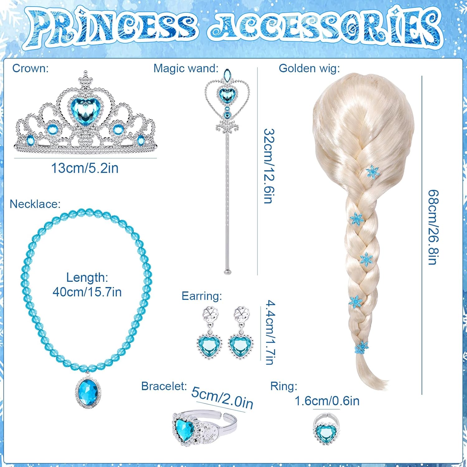 G.C Girls Princess Costume Dress Up Clothes with Long Cape Toddler Wig Crown Wand Halloween Cosplay - Image 8