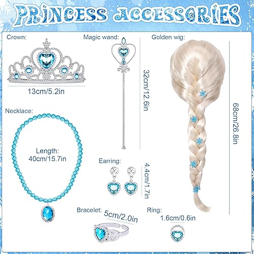 Miniatura 8 de Disfraz de princesa para niñas G.C con vestido de disfraz con capa larga, peluca, corona y varita para Halloween y cosplay