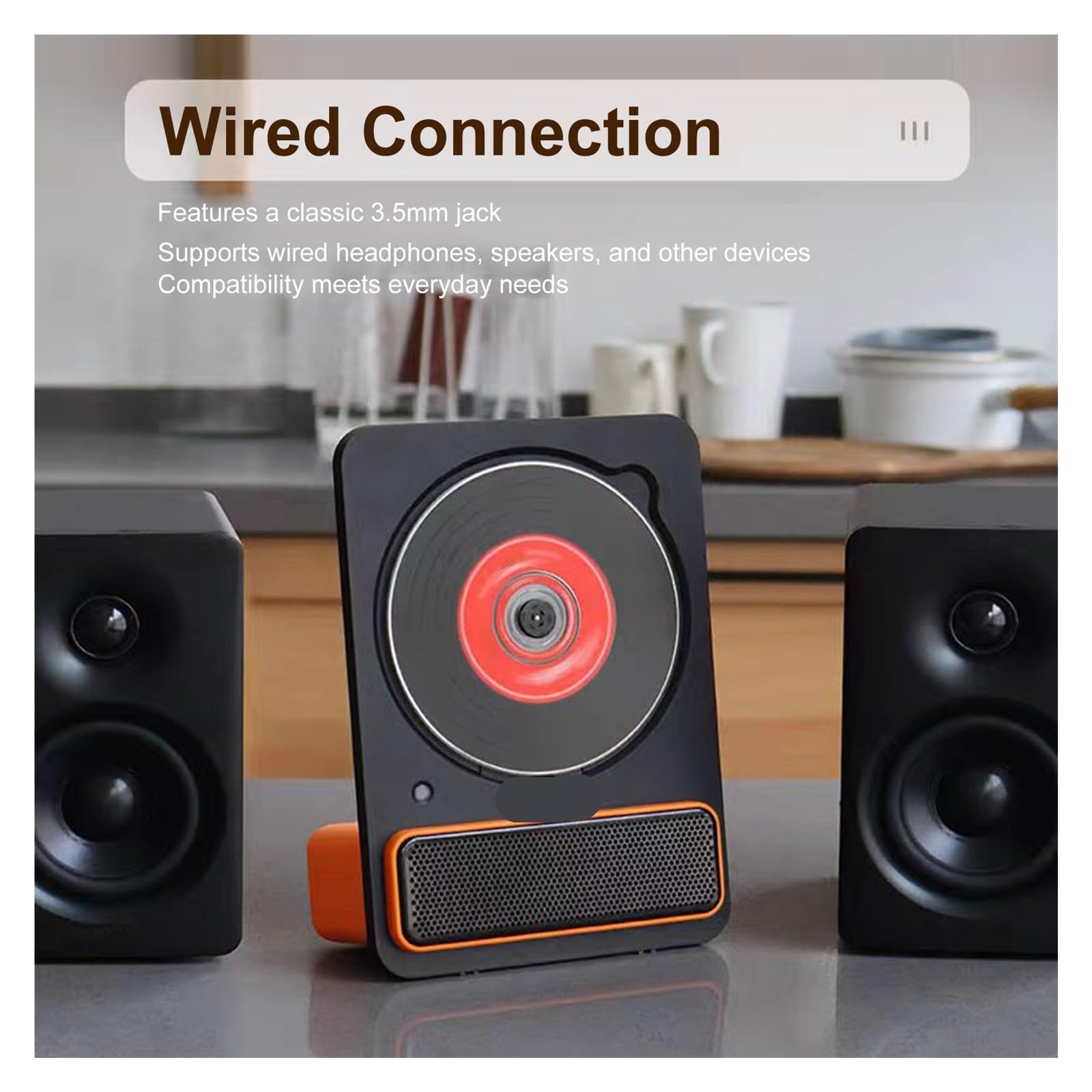 Reproductor de DVD, Reproductor de CD Escritorio portátil Vertical - Discos álbum música Bluetooth for el hogar con Salida 3,5 mm(Bianco)