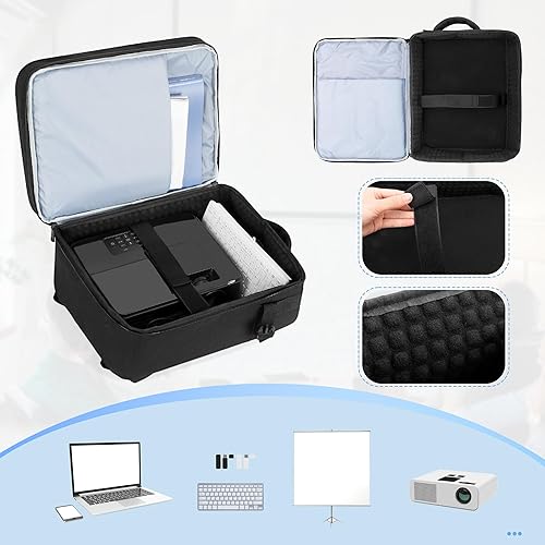 Miniatura 2 de LUXJA Mochila para proyector con funda para laptop de 15.6 pulgadas, bolsa para proyector con 2 compartimentos grandes (compatible con la mayoría de