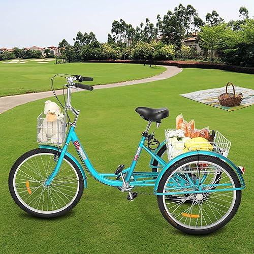 Vista 17 de PEXMOR Triciclo para adultos de 7 velocidades, 24/26 pulgadas, 3 ruedas, triciclo para adultos, triciclo para adultos, triciclo para Negro