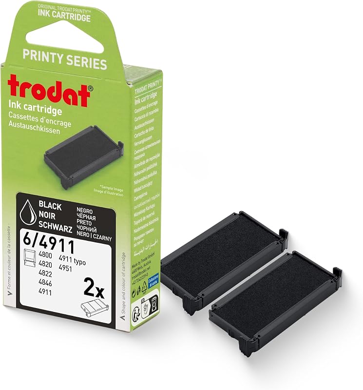 Replacement Pads, Printy 4911 Stamp, 2 Pack, Black | Crisp And Clean Impressions, Easy Snap-In Installation, Smudge-Resistant, Ideal For Office & Business Use