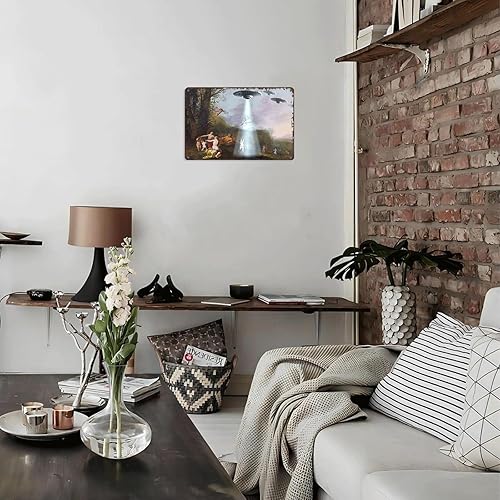 Miniatura 4 de Cartel de metal de aluminio vintage con paisaje medieval de la naturaleza, póster de alienígena trippy divertido victoriano de los años 90,