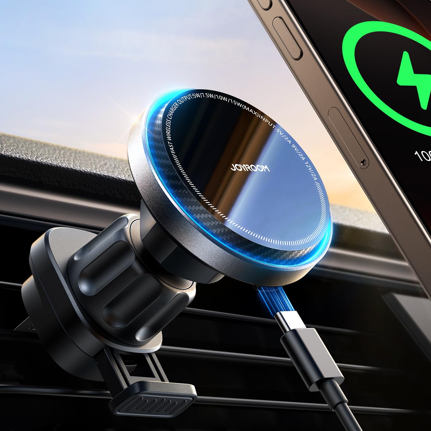 JOYROOM per il caricatore del supporto dell'automobile di MagSafe, caricatore veloce dell'automobile di 15W MagSafe DE