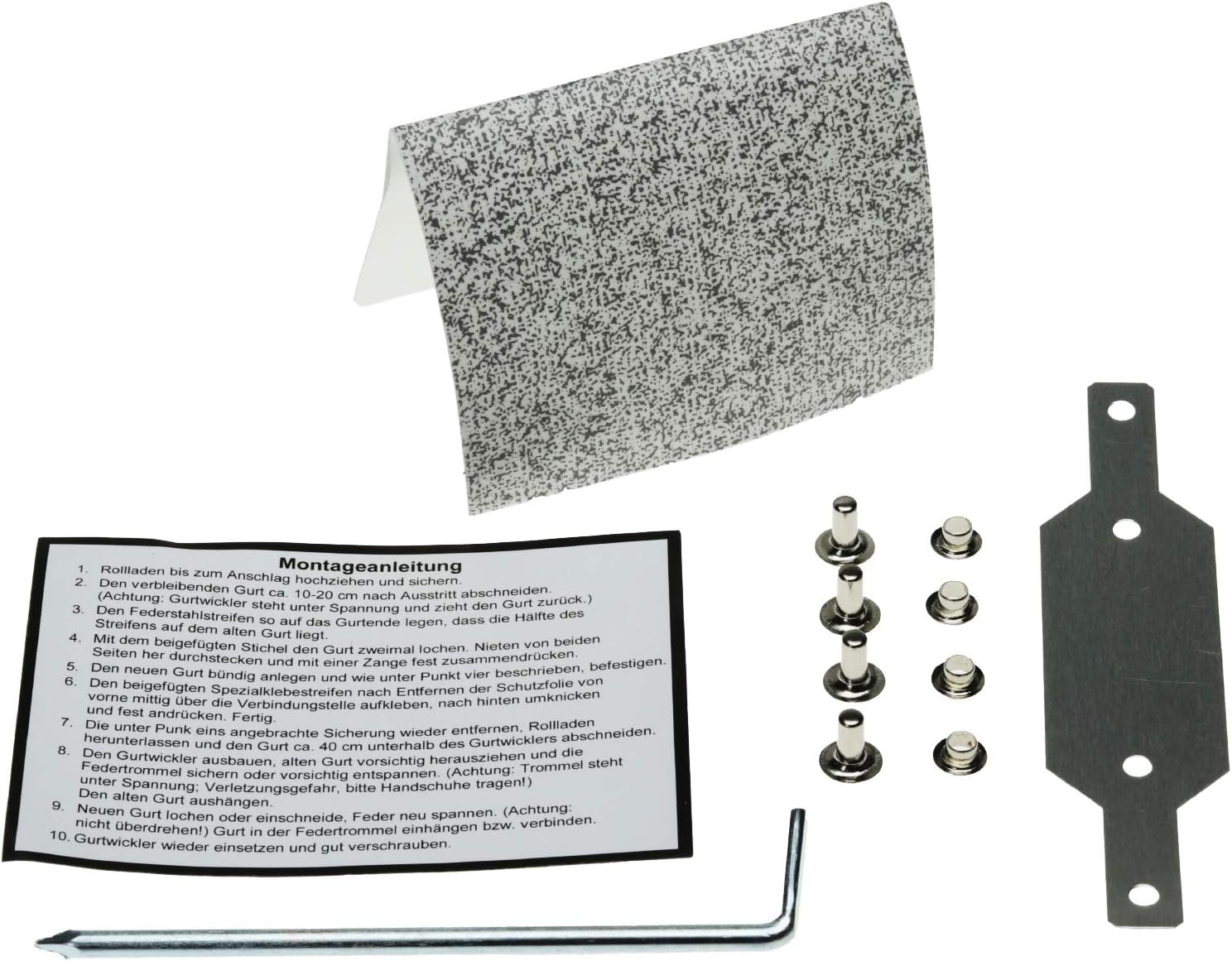 Rolladengurt Reparaturset für 14/15 mm Minigurte, ohne öffnen des Rolladenkastens, für verschmutzte und verschlissene Gurte, OHNE Rolladengurt, Jalousie