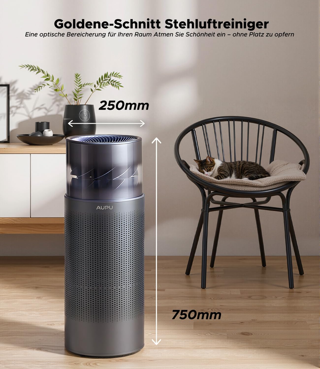 AUPU Purificador de aire 2 en 1 y humidificador evaporativo – Certificado de seguridad, 5 niveles de soplado, recarga superior y gran volumen de depósito de agua, filtro HEPA verdadero para mascotas
