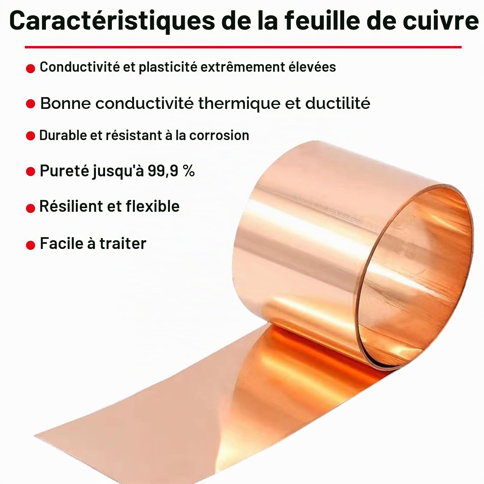 Plaque de Cuivre 2 Pièces Cuivre Plaque Tôle de Cuivre Feuille de Cuivre | 1000 x 200 x 0,1mm | Tôle de Cuivre Pure 99,9% | Pour Bijouterie, Bricolage et Usinage