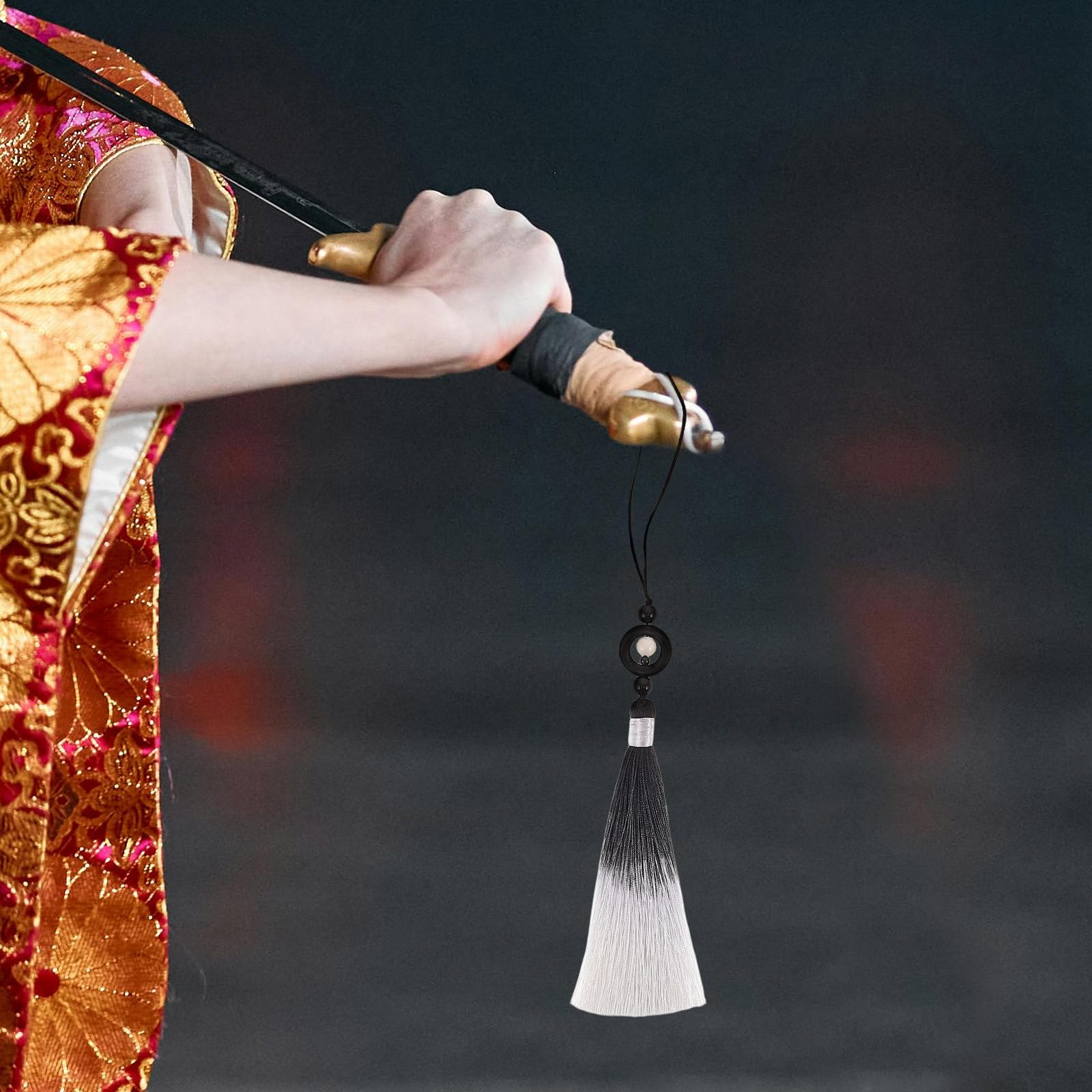 Healeved 2 Stück-pack Tai Chi Quasten aus Polyester mit Dekorperle Flexibler Bewegung und Elegantem Chinesischem Stil für Kampfsportdekoration und Antike Musikinstrumente