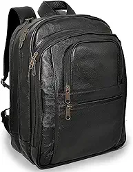 Mochila Executiva Grande De Couro Bovino Para Notebook Cor:Preto