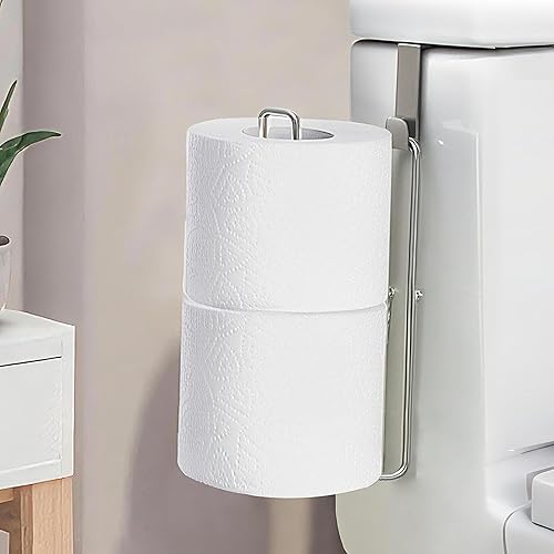 Soporte de pared para papel higiénico, almacenamiento adicional de 2 rollos de pañuelos, soporte de papel higiénico sobre el tanque, soporte de