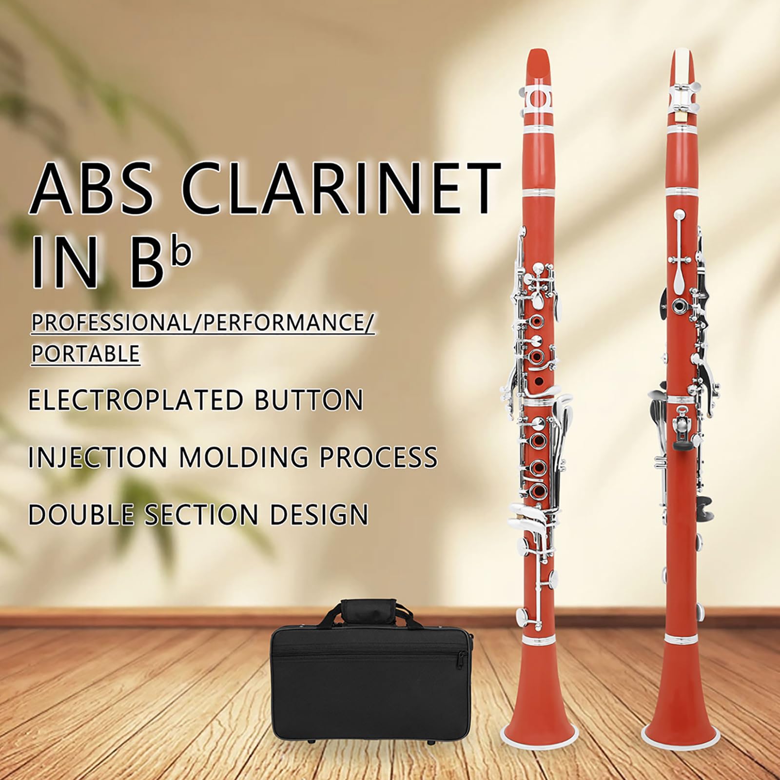 Clarinetto piatto in si avanzato con ampia gamma di tono e azione reattiva costruzione ABS per studenti suonatori e musicisti clarinetto studente con doppia regolazione