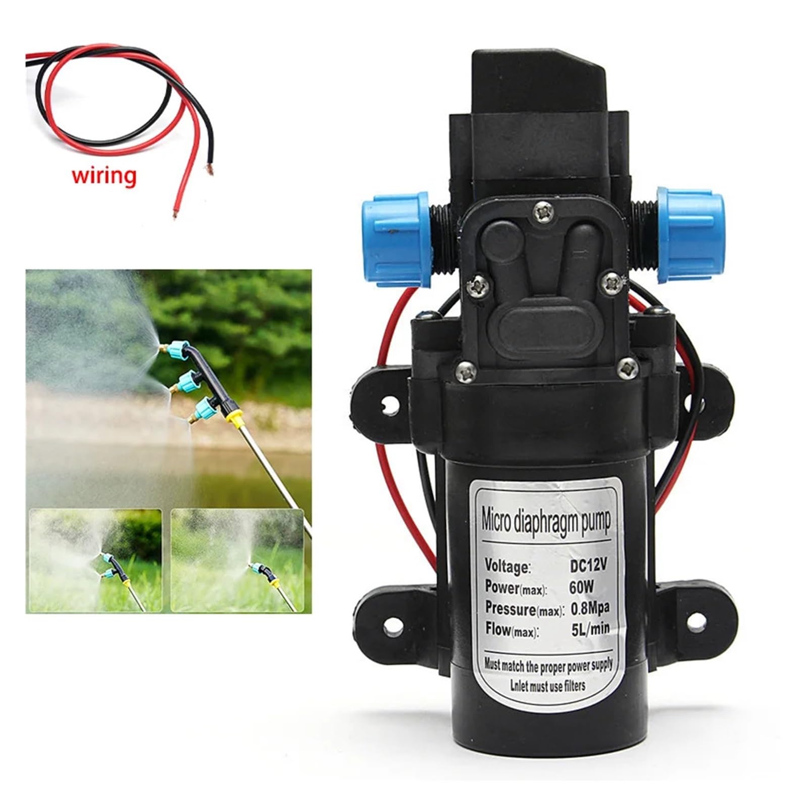 Pompa sommergibile piccola regolabile Pompa a membrana ad alta pressione piccola for spruzzatore d'acqua elettrico agricolo DC12V 120PSI 5L/MIN