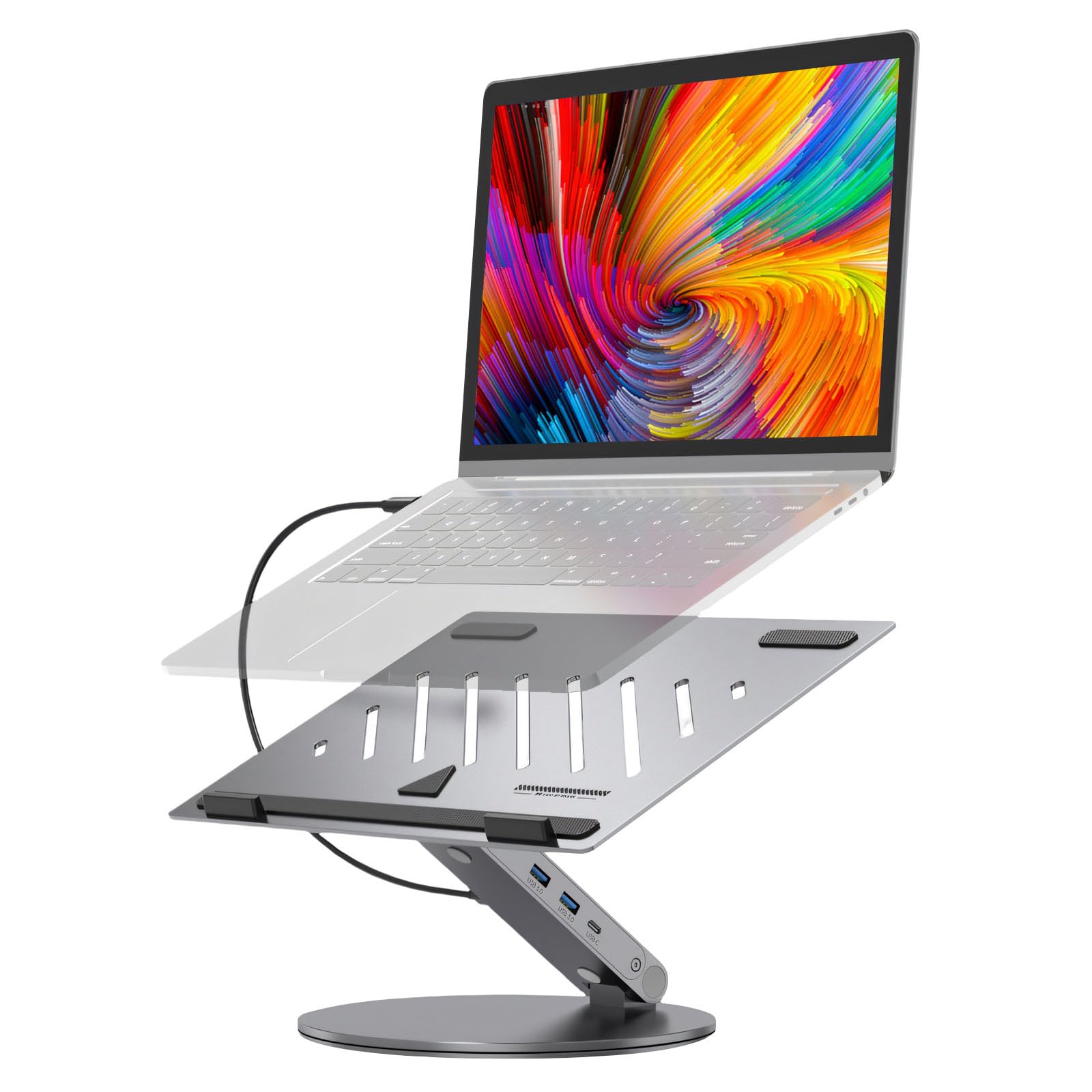 Support rotatif en aluminium portable pour un bureau ordonné et connecté - 7