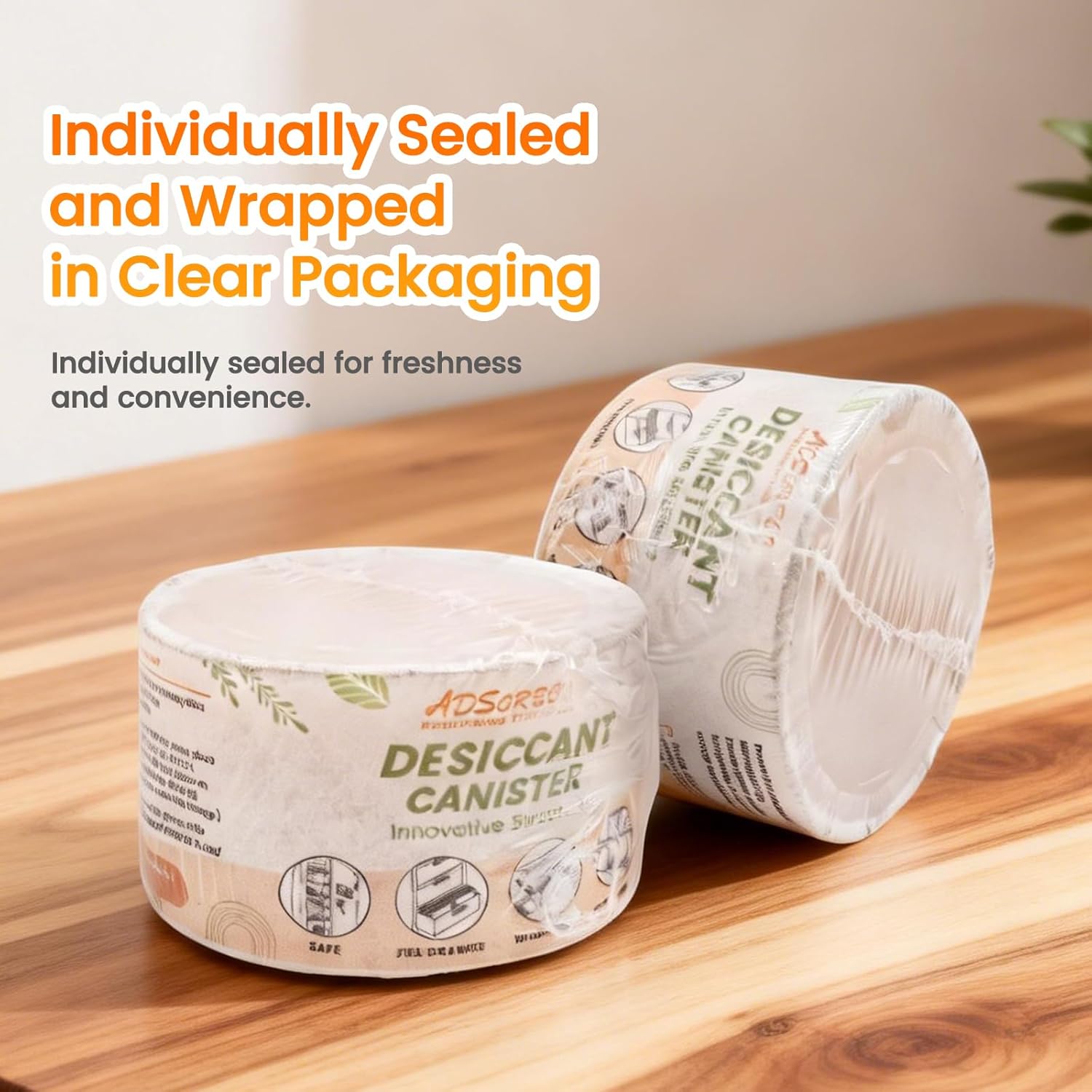 Adsorbco Rechargeable Desiccant Canister 200g*2pcs, Indicating Silica Gel Moisture Absorber for Safe, Closet, Drawer & Storage, Reusable Humidity Control Container