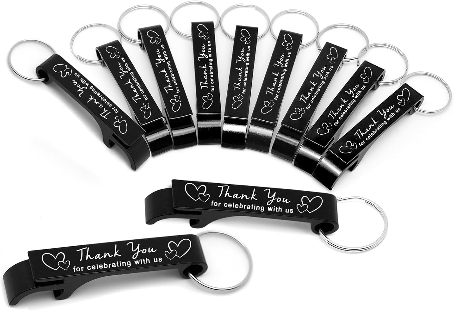 100 Pcs Bottle Opener Keychain Bulk, Engraved Thank You