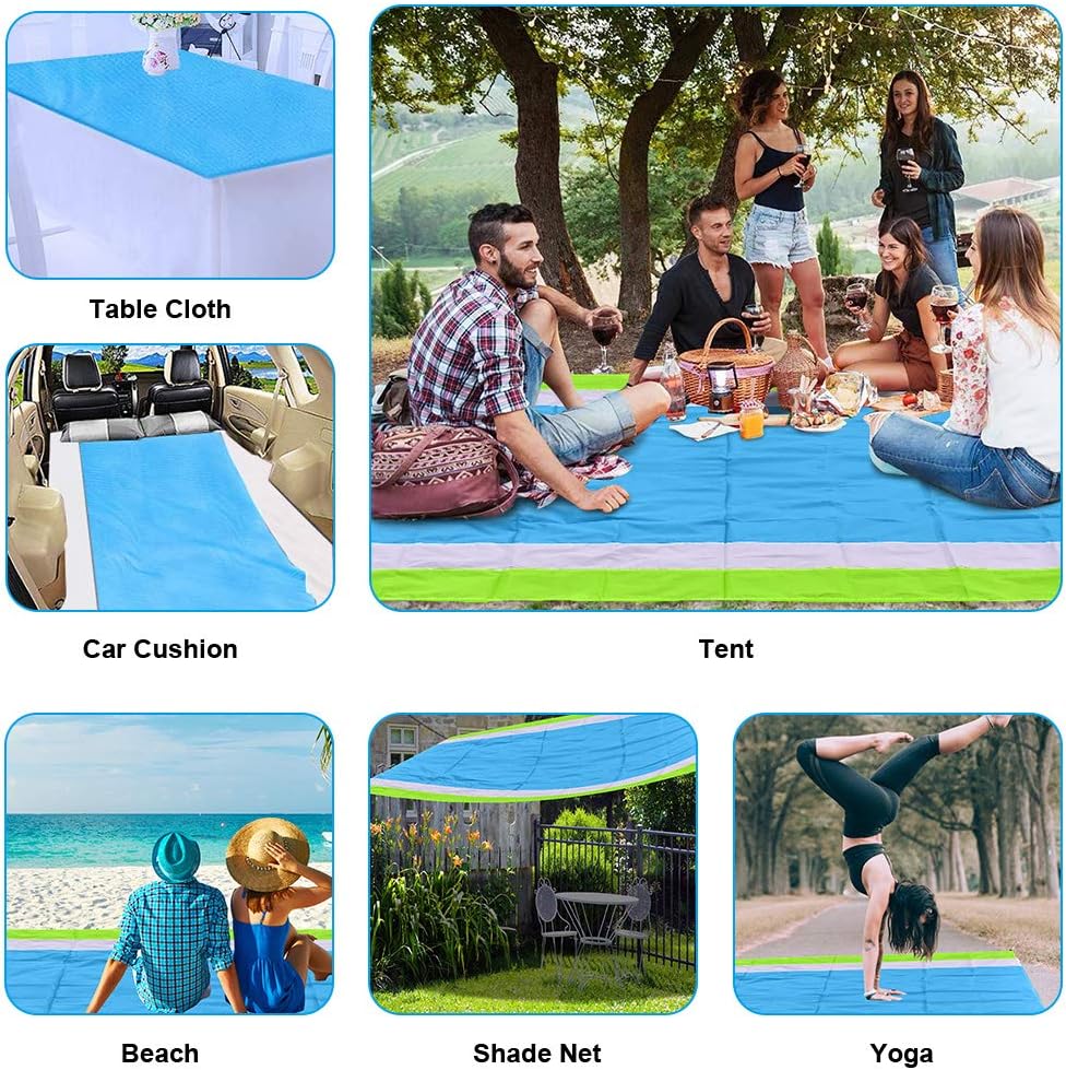 OKEECA Sand Free Beach Mat Oversized 82" X79" Sand Proof Beach Blanket Outdoor Picnic Mat for Travel, Camping, Hiking and Music Festivals-Lightweight Quick Drying Heat Resistant