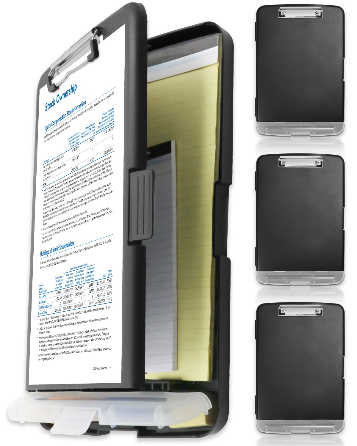 4 Pieces Clipboard with Storage, Real Hinge & 2 Compartment High Capacity Nursing Clipboards with Pen Holder, Letter Size Heavy Duty Plastic Slimcase,