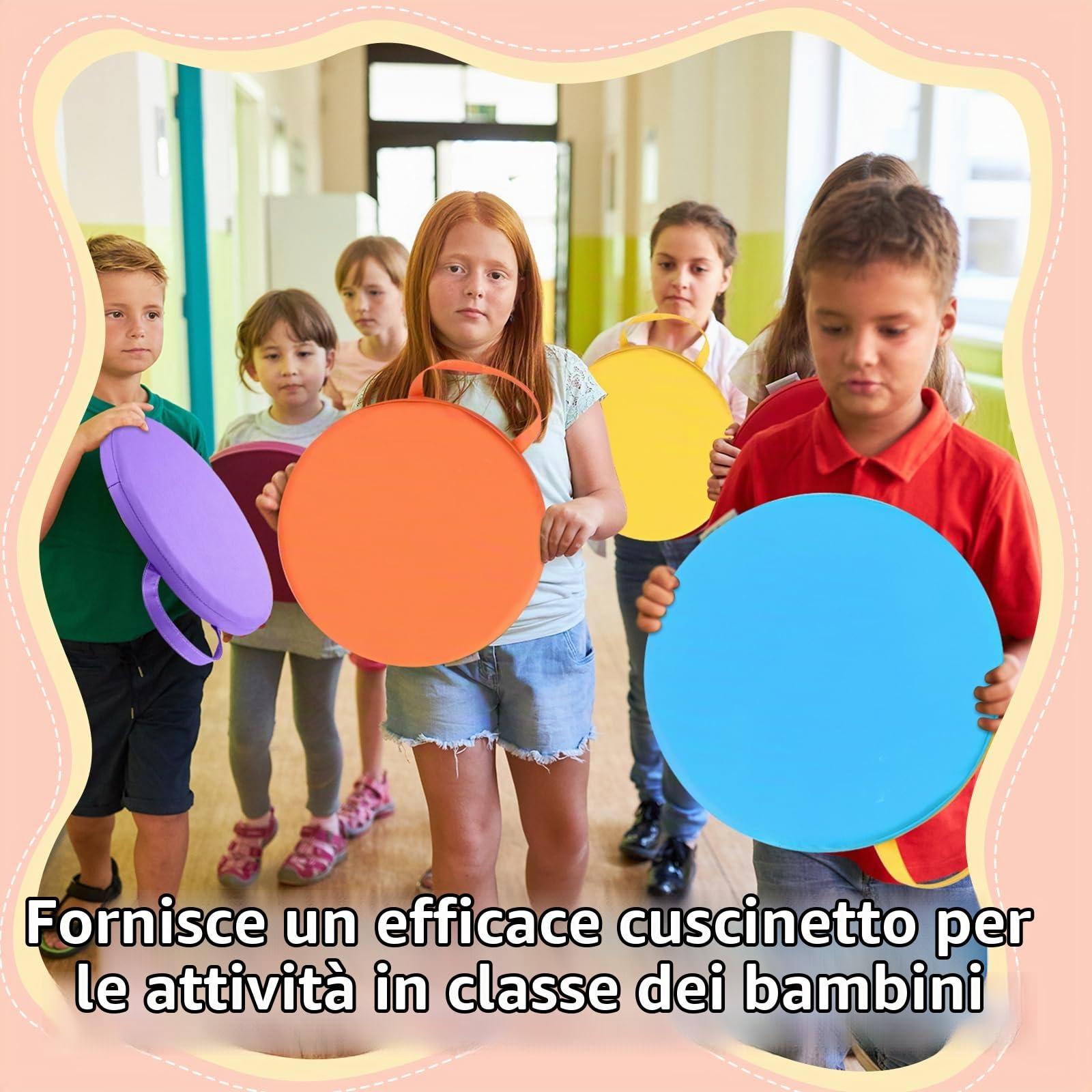 Cuscini da pavimento 30 * 30 cm per aule Sedute flessibili da pavimento con maniglie Cuscini da pavimento in moquette per bambini, neonati, asili nido e scuole materne(Soft Color)