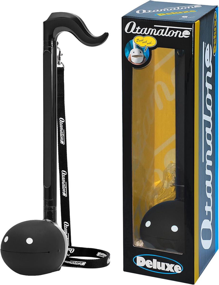 Otamatone Deluxe Japanese Electronic Synthesizer Musical Instrument - Black | Portable Digital Synthesizer from Japan by Maywa Denki with 3.5mm Aux Jack & Strap, Unique Gift for Teens & Adults