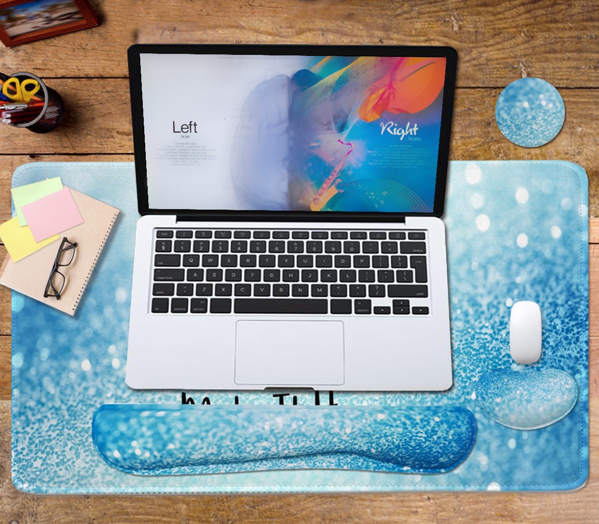Alfombrilla de mouse grande 4 en 1 para juegos, almohadilla reposamuñecas para teclado y alfombrilla de mouse con soporte de muñeca, alfombrilla de escritorio extendida impermeable para el hogar