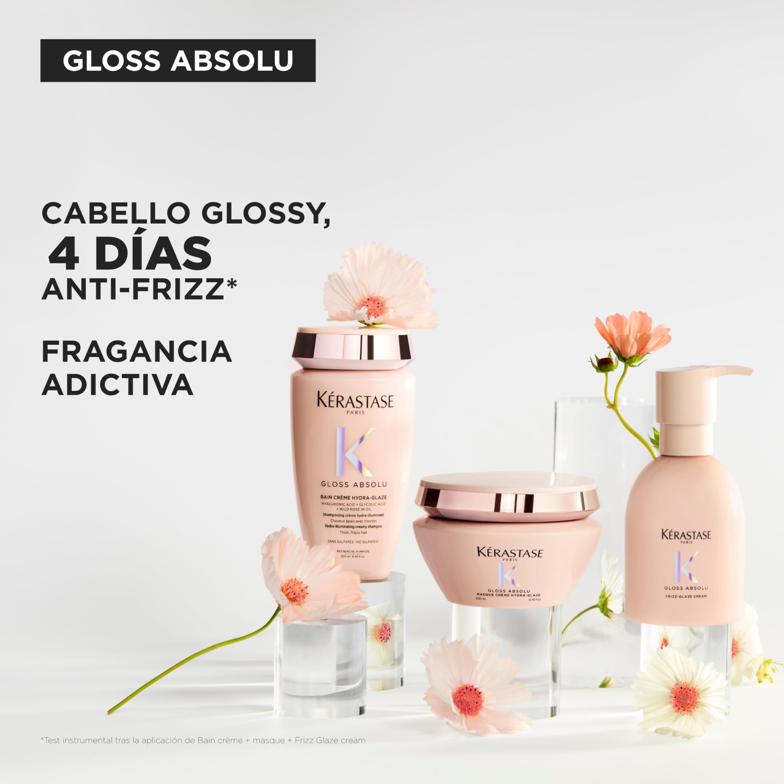 Kérastase Gloss Absolu Frizz-Glaze Cream, Crema Moldeadora Antifrizz para Cabello Muy Encrespado, Con Ácido Glicólico, Ácido Hialurónico y Aceite de Rosa Silvestre, 240 ml