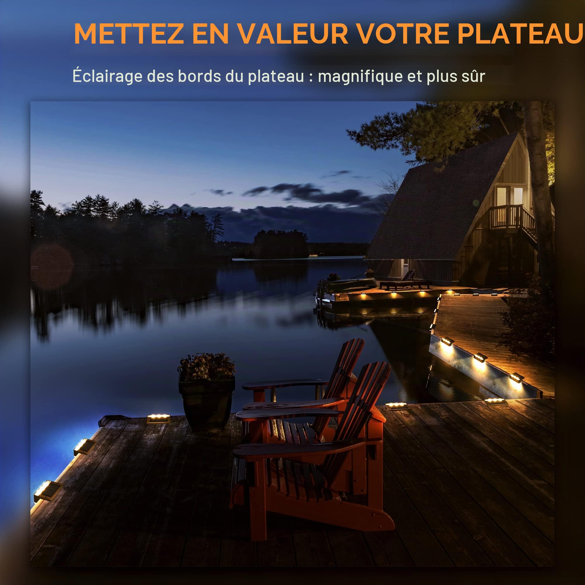 Solpex Lot de 16 lampes solaires d'extérieur 6 LED étanches IP65 blanc chaud