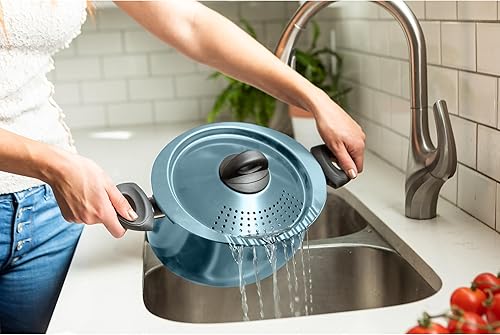 Vista 19 de Bialetti- 7265 Oval 5.5 cuarto de pasta olla con tapa de colador, antiadherente, 1, negro