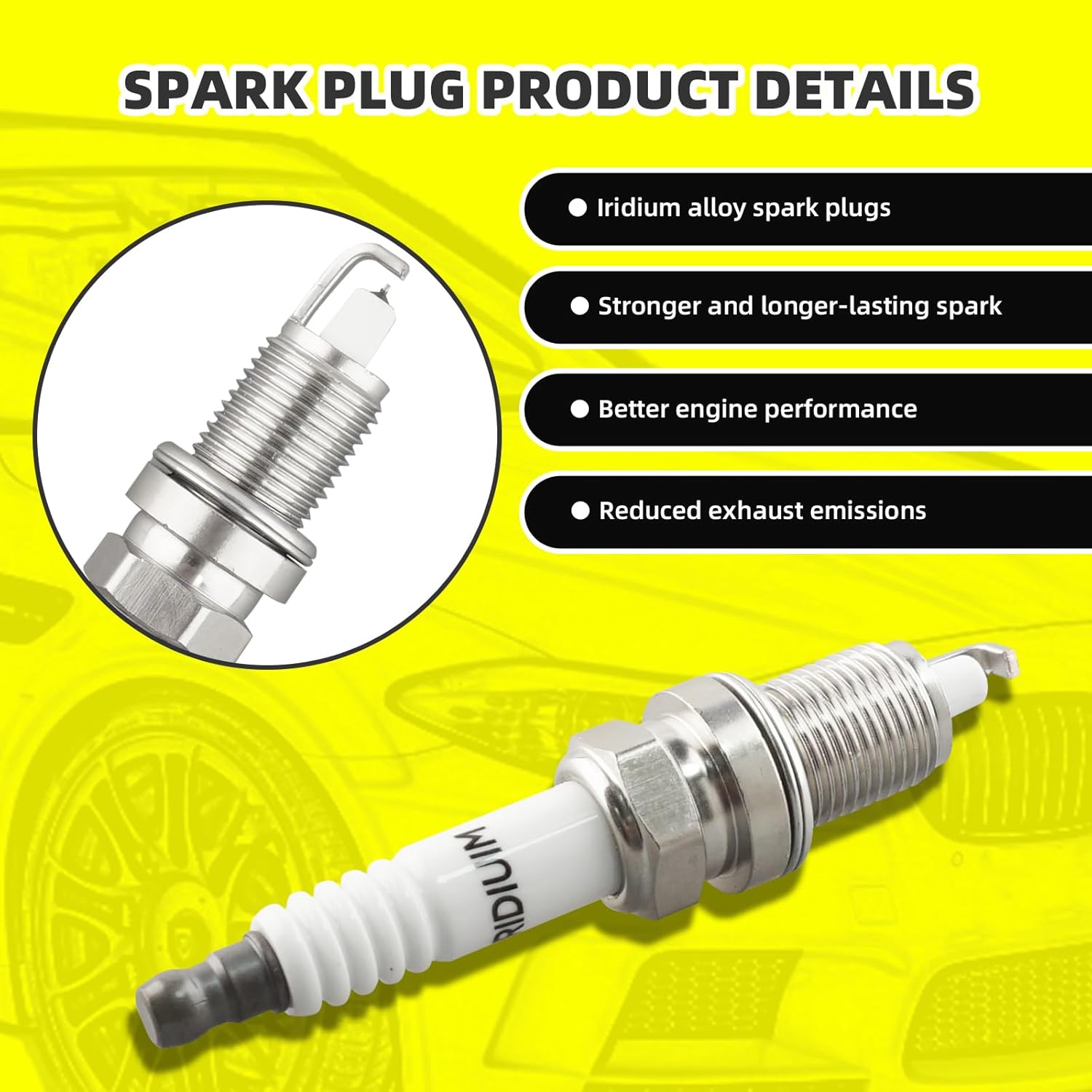 Ignition Distributor Cap & Rotor and Iridium Spark Plugs with Wire Set Tune Up Kit 671-4070 New FD316T Compatible with Jeep Wrangler TJ 1997-2002 Dodge Dakota 1999-2002 2.5L L4