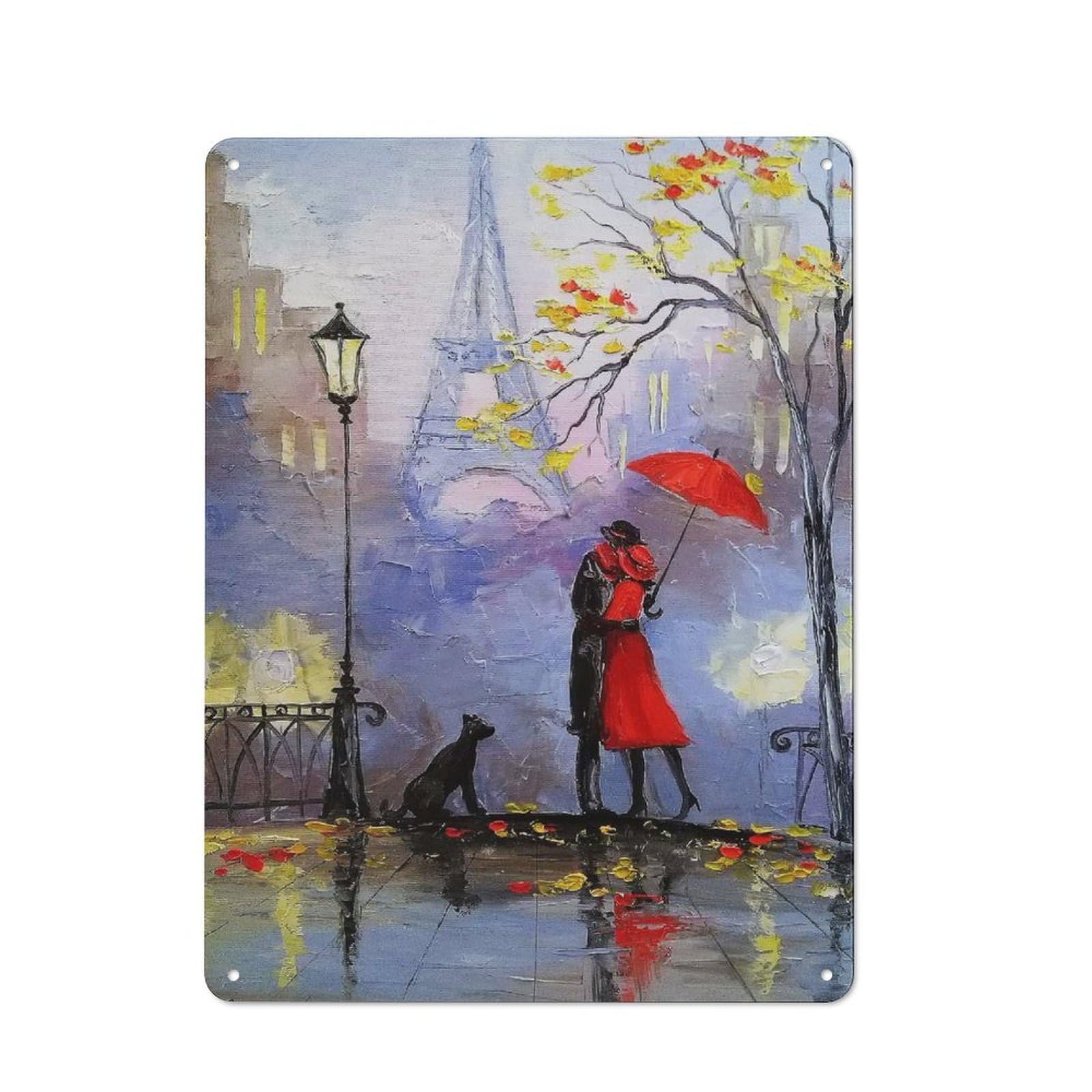 Junmoney The Romance Of Paris Tin Wall Plaque 40X30cm With For Studio Or Craft Room, For Cooler-Season Styling In Studio And Craft Room