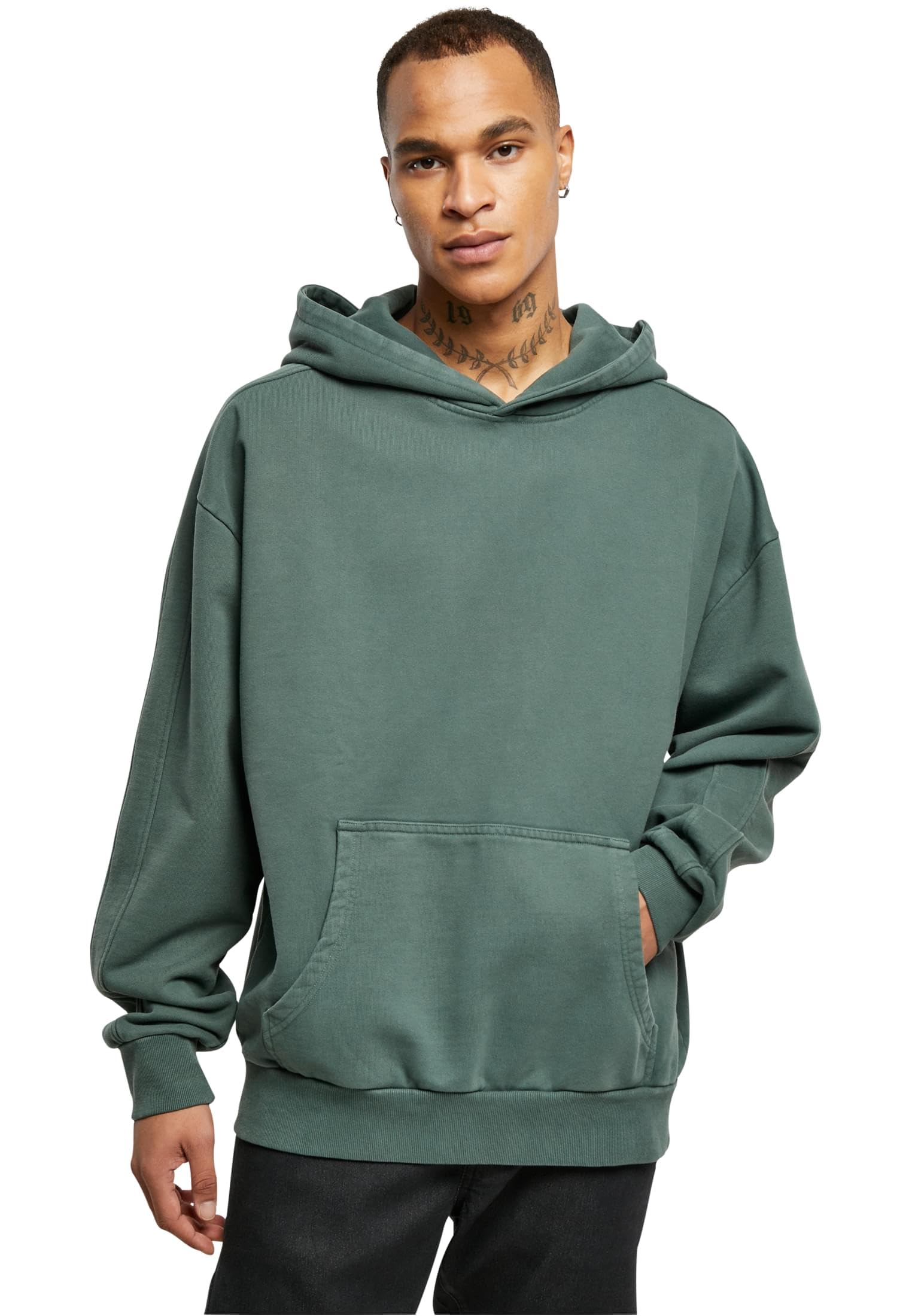 Urban Classics Men's Bottlegreen Heavy Terry Gart Dye Hoody, Sweatshirt In Oversized Look, Sizes Xs - 5XL, Bottle Green, S