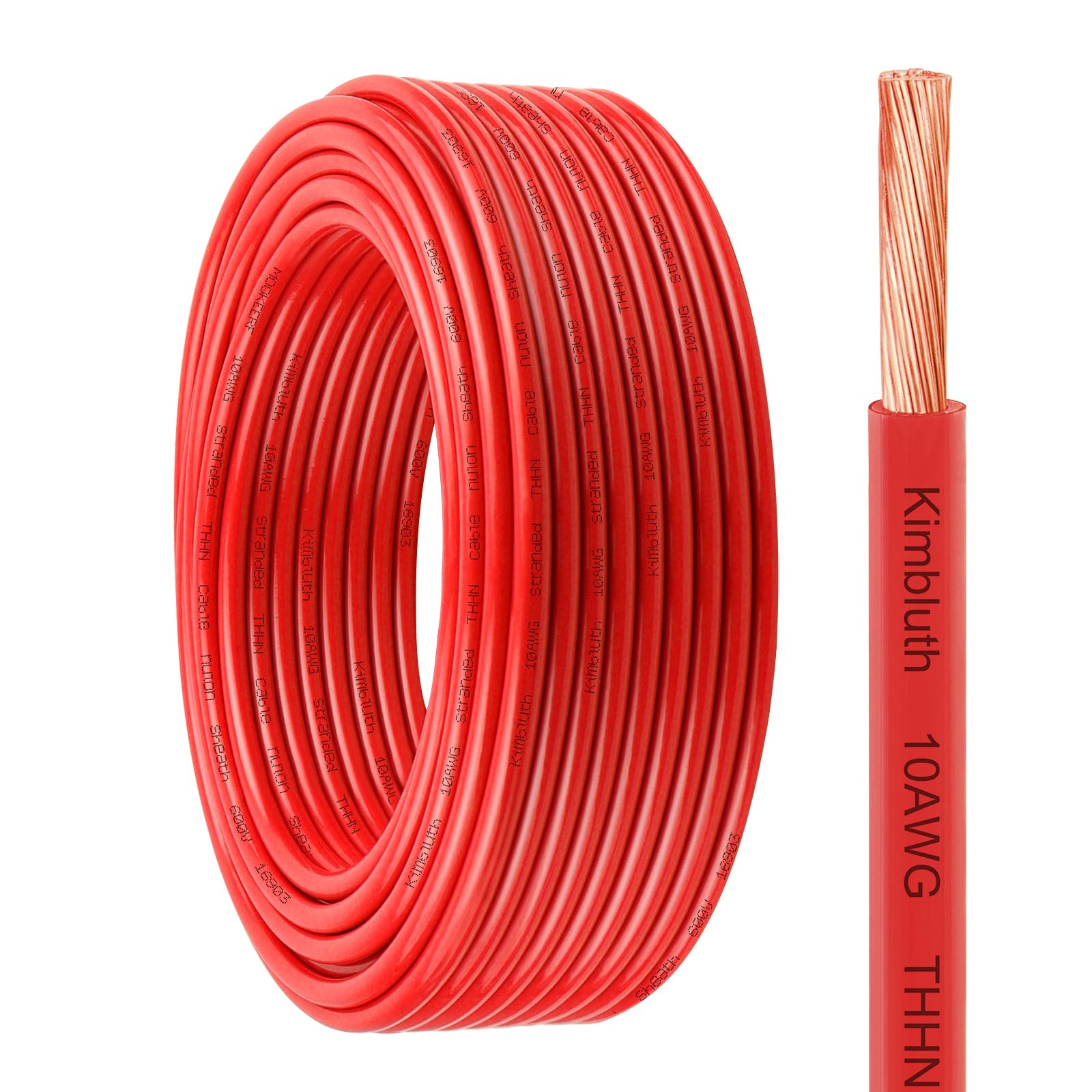 THHN Wire 10 Gauge 75 FT Stranded Copper Wire, 10 AWG Copper Wire Rated up to 600V Building Wire Nylon Jacket for Residential, CNC, Ground, Industrial