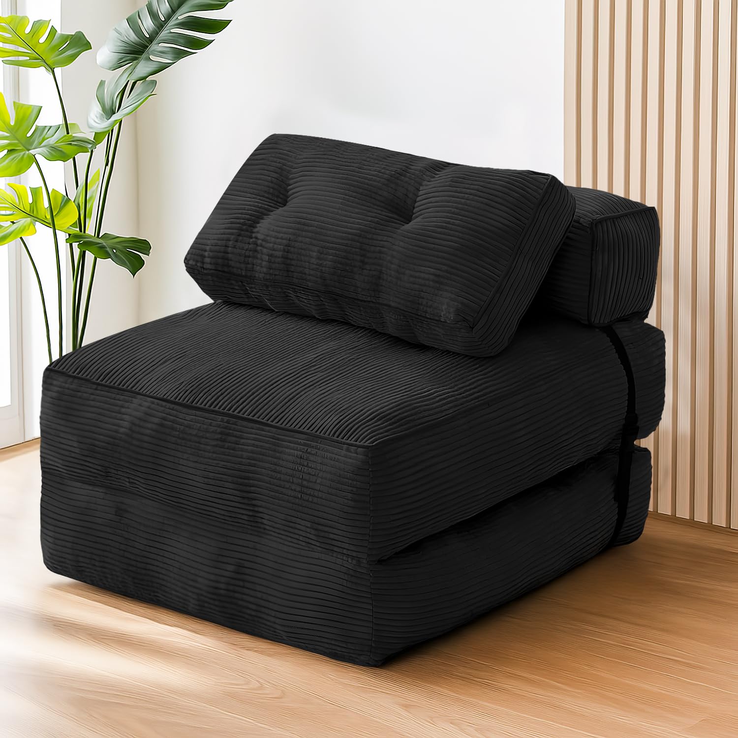 tantohom Folding Sofa Bed Convertible Sleeper Chair with Pillow Foldable Mattress with Back Support Space-Saving Sofa for Living