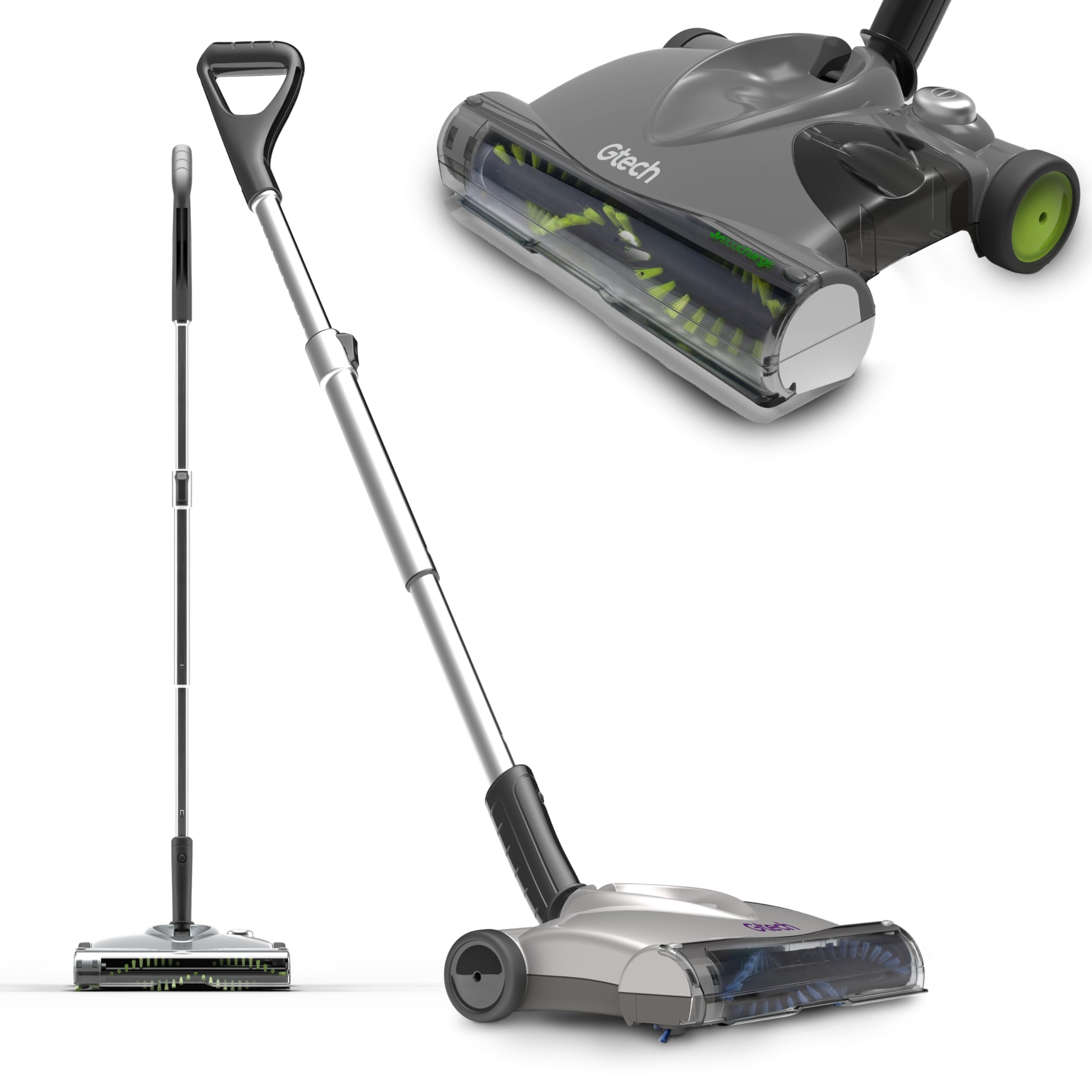 Barredora inalámbrica de litio para alfombras y pisos de madera Gtech SW22 Aspiradora inalámbrica ajustable Hasta 90 minutos de tiempo de funcionamiento Batería recargable de iones de litio de 7,4 V Ligera 3 libras