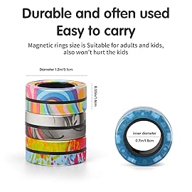(6PCS) Magnetic Rings Fidget Toy Set, Idea ADHD Fidget Toys, Adult Fidget Magnets Spinner Rings for Anxiety Relief Therapy, Fidget Pack Great Gift for Adults Teens Kids
