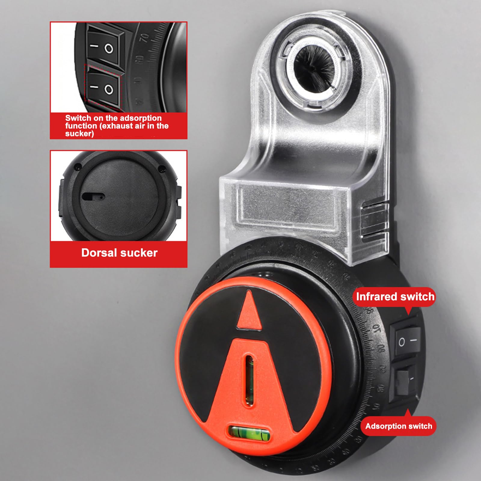 Colector eléctrico de polvo de perforación de 360 grados, ventosa de vacío, colector de pared, herramienta de limpieza de nivelación, recogedor de taladro eléctrico