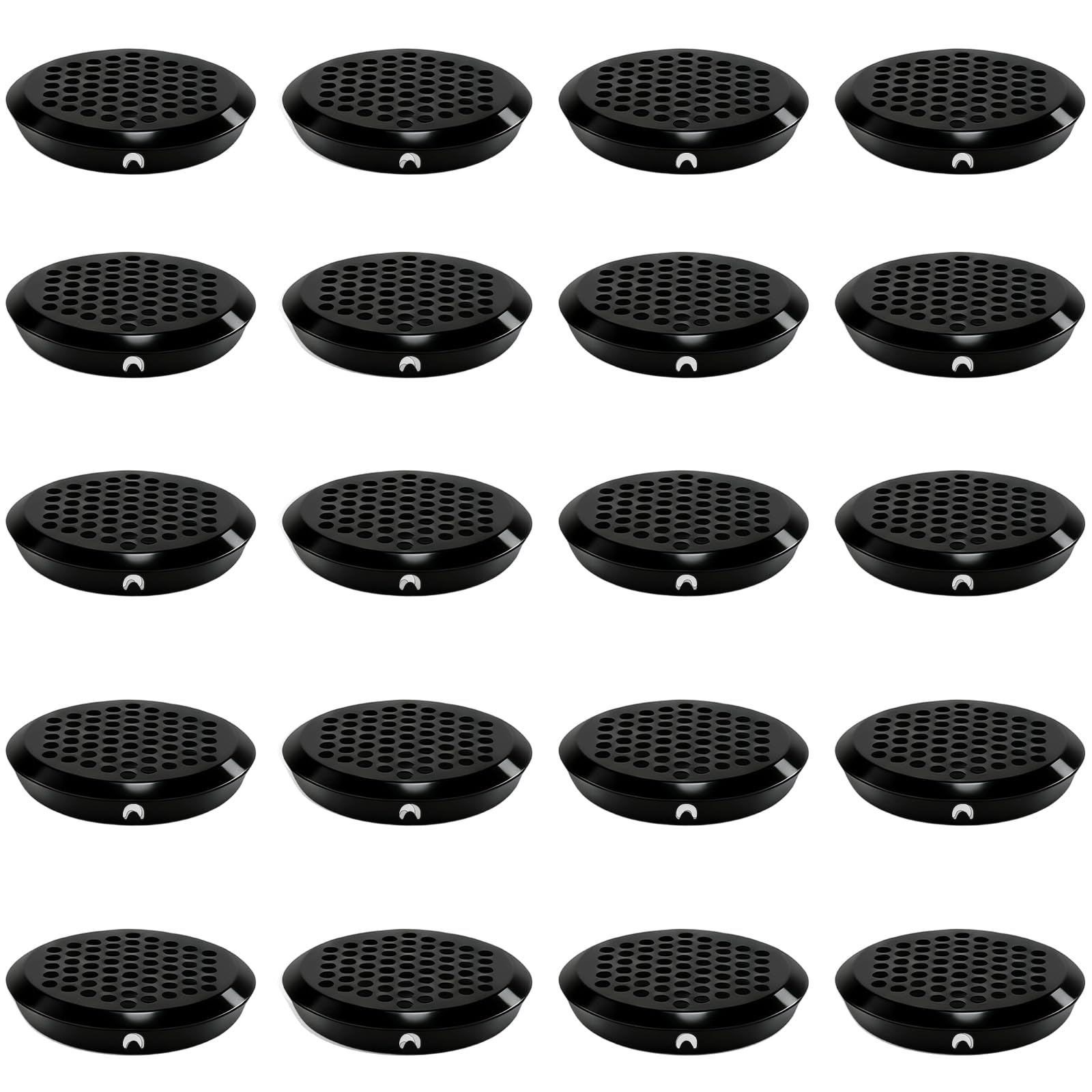 CHSEROK 20 Pieces Wardrobe Shoe Cabinet Vent Cover, Round Stainless Steel Ventilation Grille, Black Cabinet Air Vent Hole, Base Diameter 53 mm, for Storage Cabinets, Shoe Cabinets, Kitchen