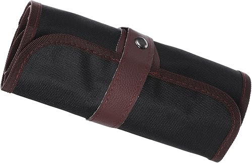 PATIKIL Estuche enrollable hecho a mano con 48 ranuras, estuche de tela Oxford para lápices, organizador para dibujar, colorear, bocetos, marrónnegro