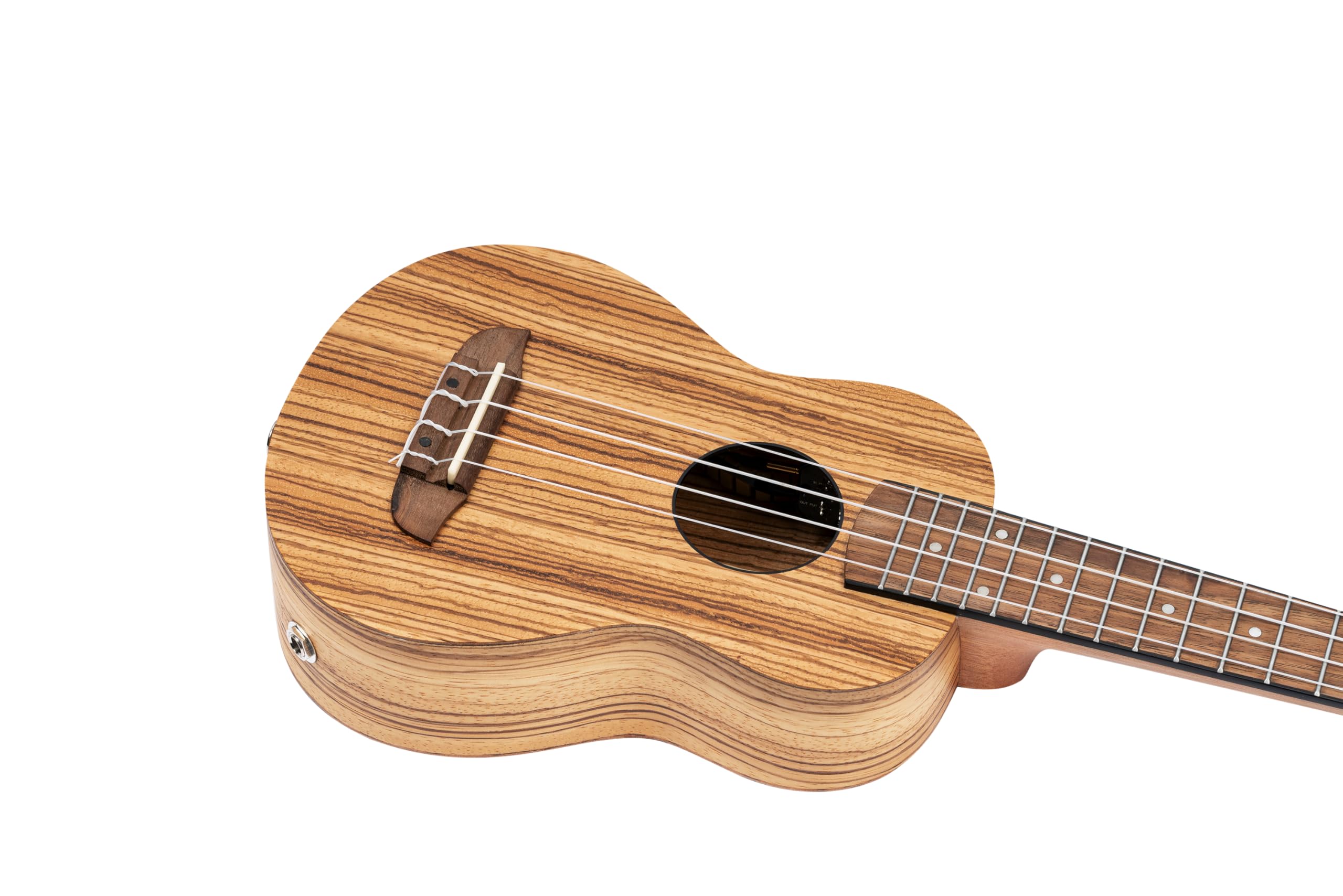 Ortega Guitars Ukulele Soprano Elettro-Acustico – Timber Series – Gig Bag Inclusa – Zebrawood, Natural (RFU10ZE)