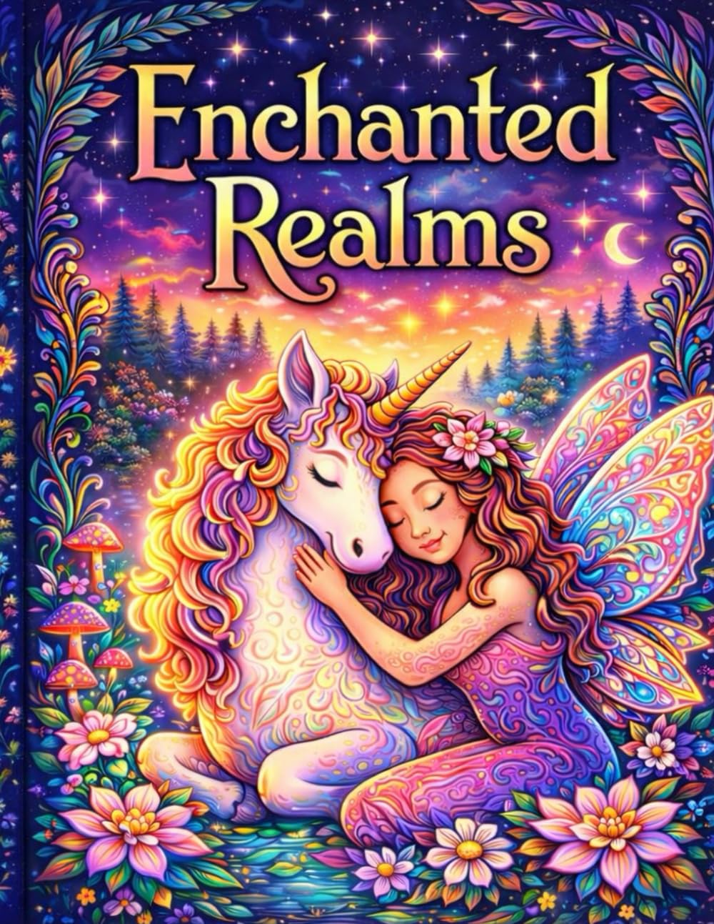 Enchanted Realms: Adult Coloring Book for Relaxation, Stress Relief & Mindful Creativity