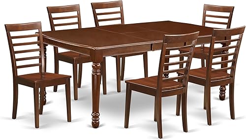 Miniatura 8 de East West Furniture DOML7-MAH-C - Juego de mesa y sillas de cocina de 7 piezas consta de una mesa de comedor rectangular con hojas de mariposa y 6