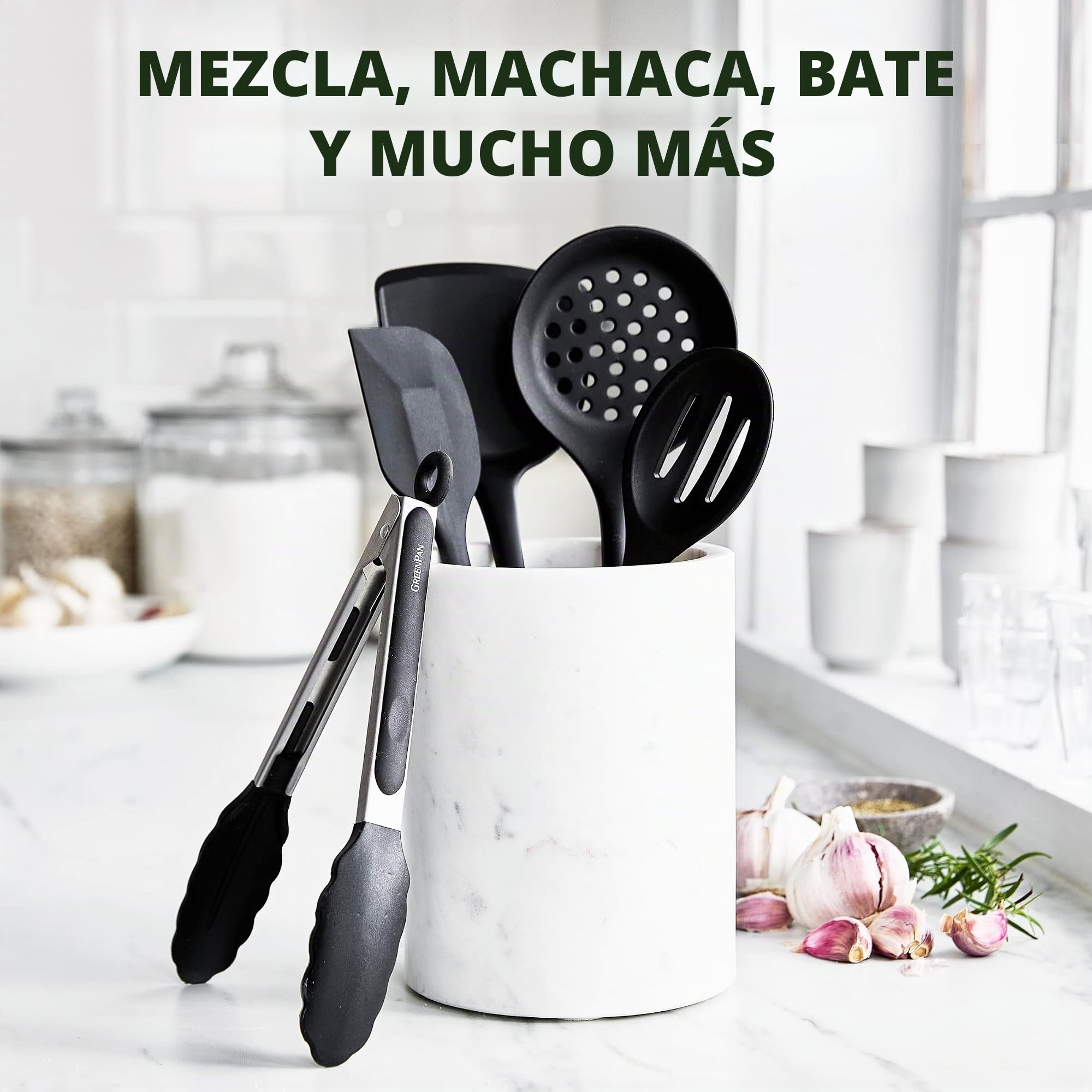 GreenPan Cooking Tools - Juego de utensilios de cocina (5 piezas), color negro