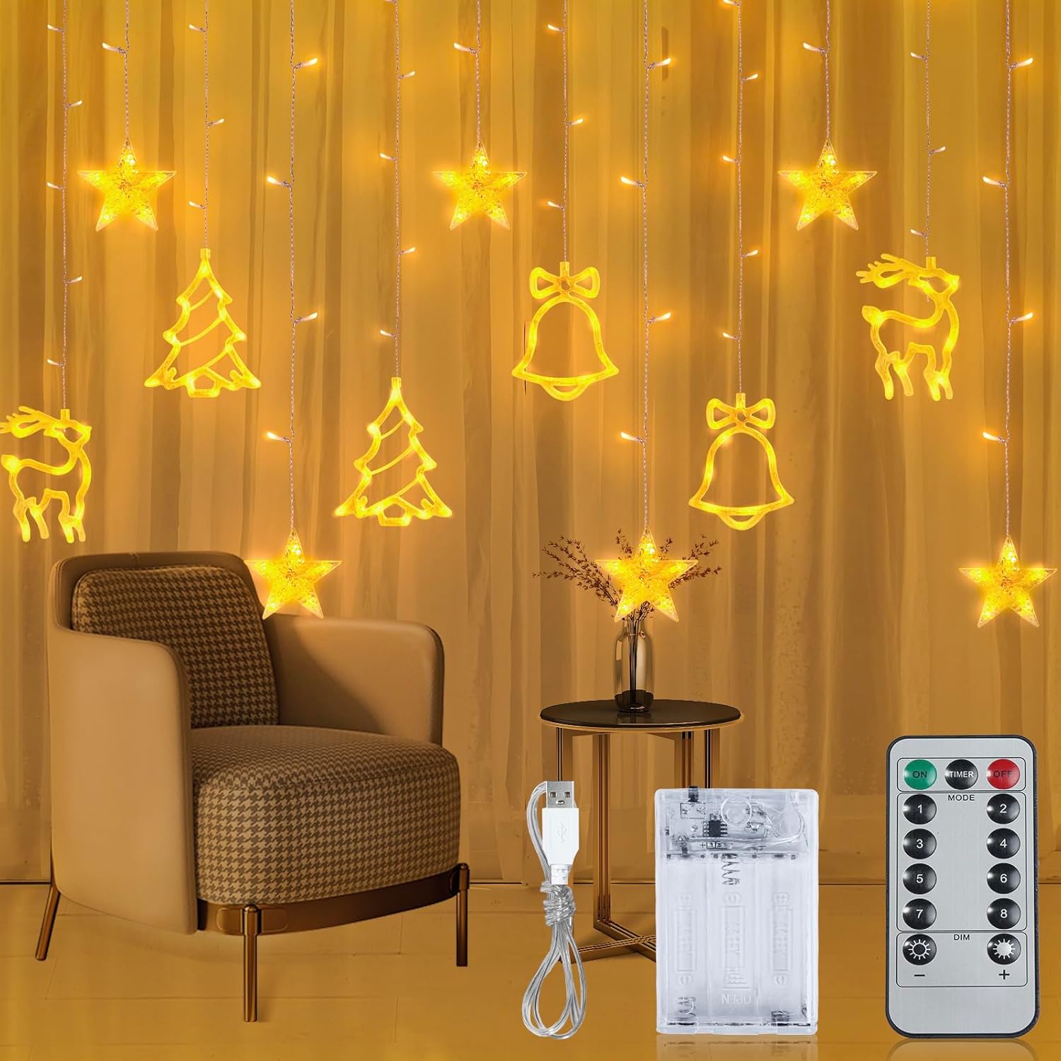 Christmas String Lights, 138 LED 12 Stars Christmas Tree