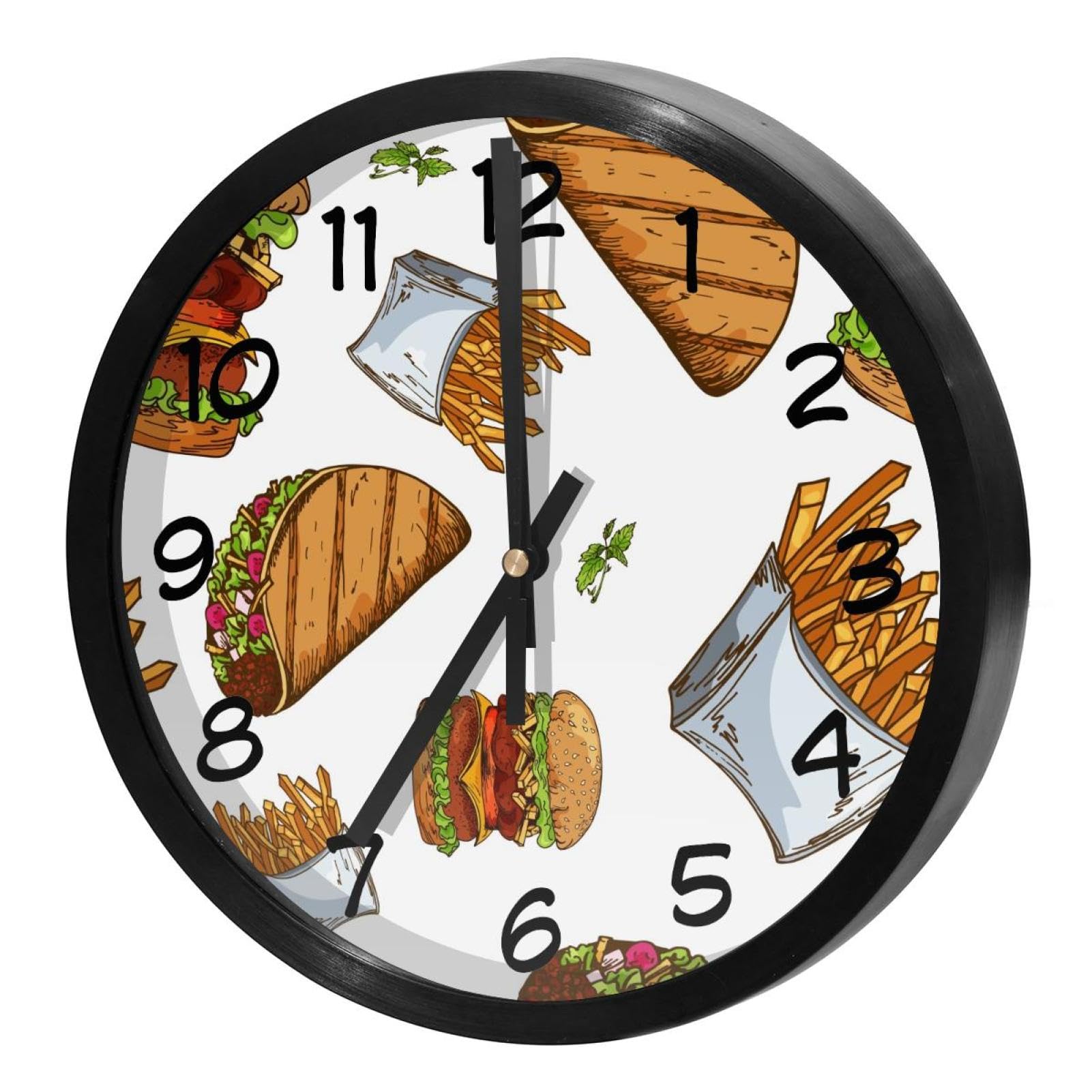Horloge murale ronde Fast Food pour une cuisine dynamique et conviviale